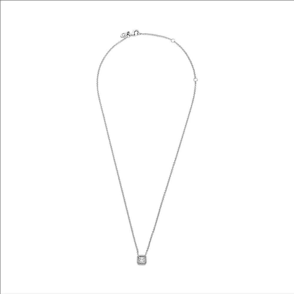 Authentic Pandora Halo Square Sparkle Necklace with Tissue paper NWT! - Picture 3 of 6